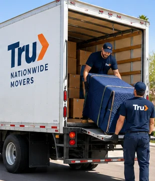 Illustrative moving truck loading scene